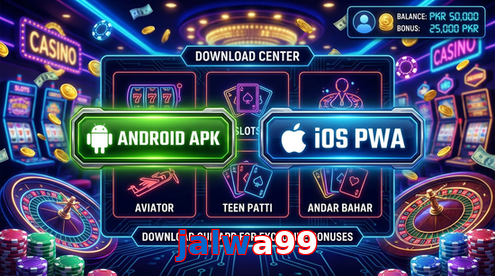 Main screen of Jalwa99 download page for PK players